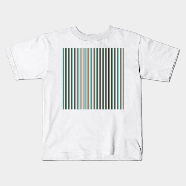 Chocolate and Mint Vertical Stripes in Pretty Tints of Teal and Shades of Brown Kids T-Shirt by karenmcfarland13